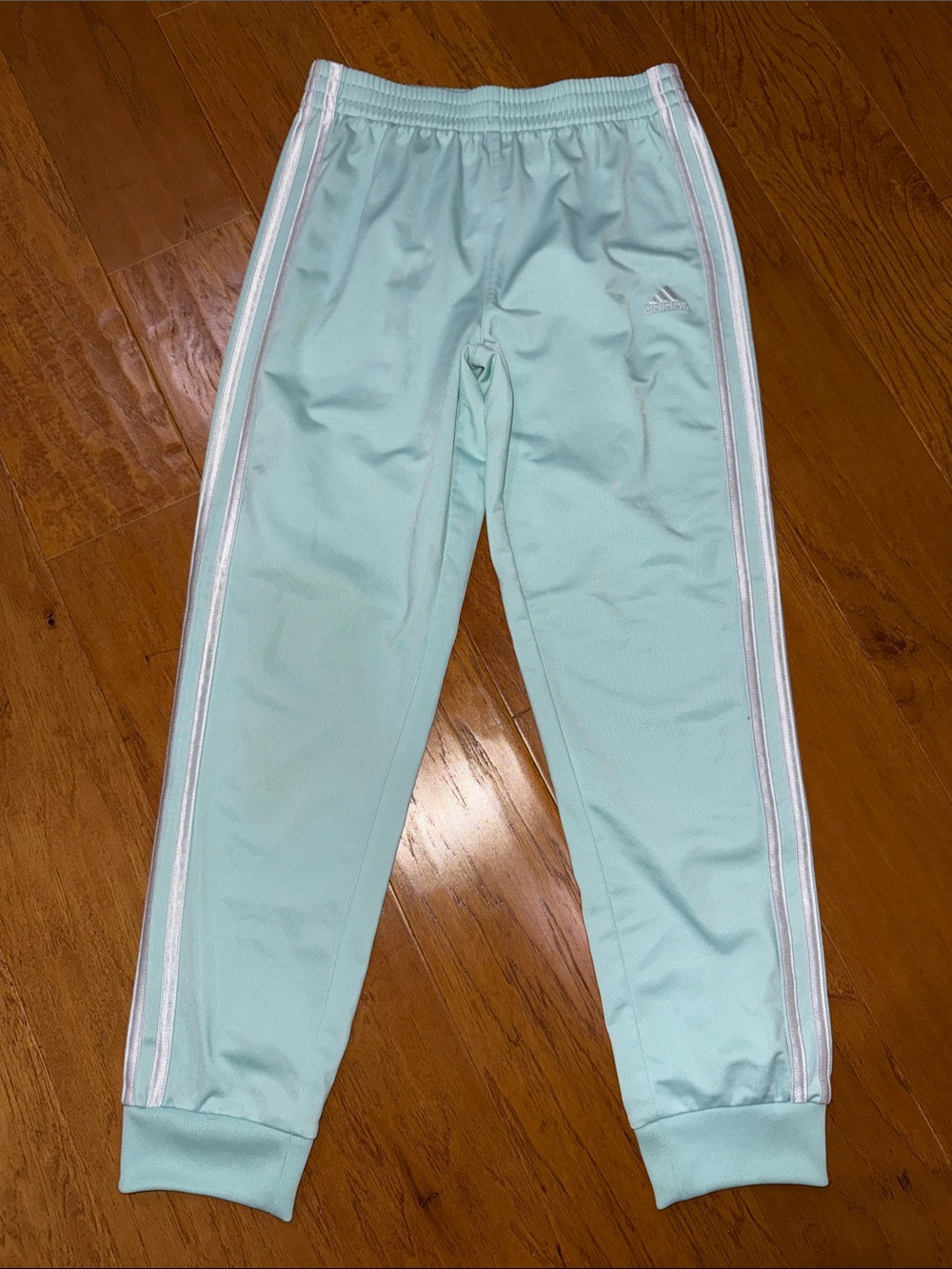 adidas Light Mint Joggers with White Side Stripes